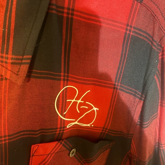 Harley-Davidson Red and Black Plaid Women's Top - Picture 2 of 4